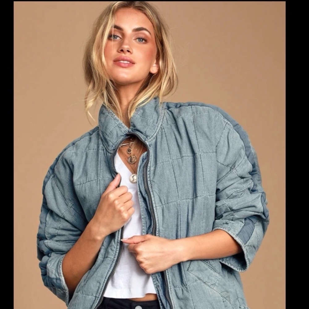 Free People denim puffer jacket